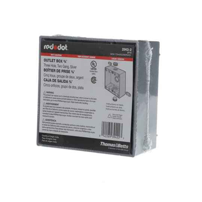 Red Dot 2IH3-2 RAINTIGHT DEV BOX-2 GANG, 3 HOLE