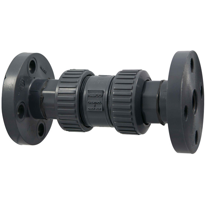 Nibco F45BC-E Ball Check Valve - Flanged, True Union, PVC Schedule 80, EPDM