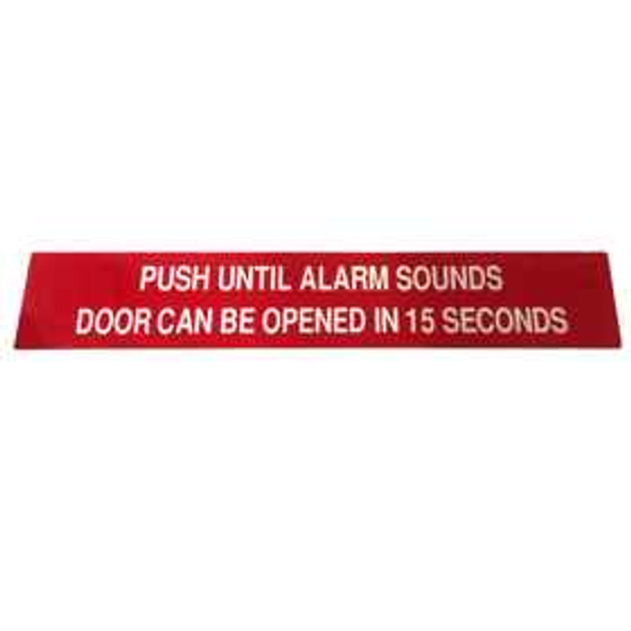 Detex 105417-1 – Pushpad Wrap Kit, 36" Length, Red with White “Push to Open – Alarm Will Sound” Signage, for Value Series Exit Devices