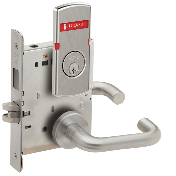 Schlage L9456 - 03 Lever Corridor Mortise Lock - Grade 1 Deadbolt, Exterior Indicator "LOCKED/UNLOCKED" Function Single Cylinder Keyed Lever Lock