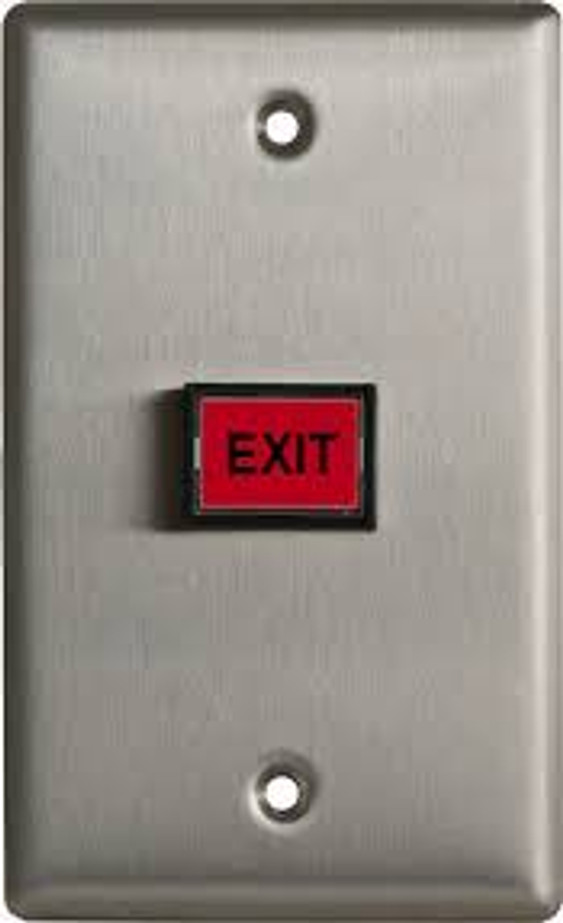Camden CM-300 Series Rectangular Red LED Illuminated Push/Exit Switch