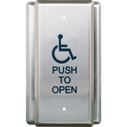 Camden CM-35 Series OBC Compliant Narrow Push Plate Switch, Handicap Symbol/Push To Open