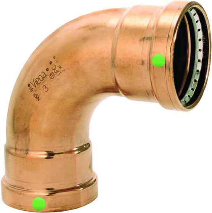 Viega 20633 ProPress 90° elbow Smart Connect technology Copper, 4'' x 4''