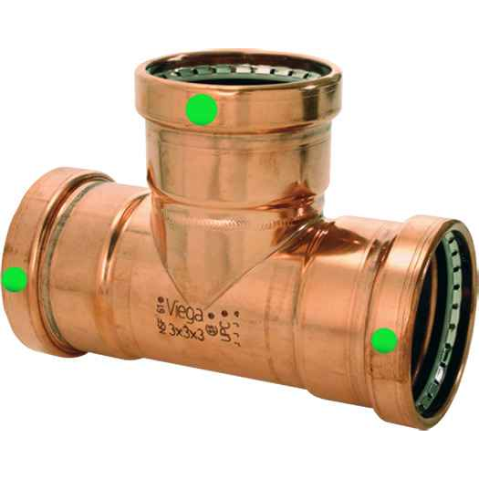 Viega 20703 ProPress tee Smart Connect technology Copper, 3'' x 3'' x 2-1/2''