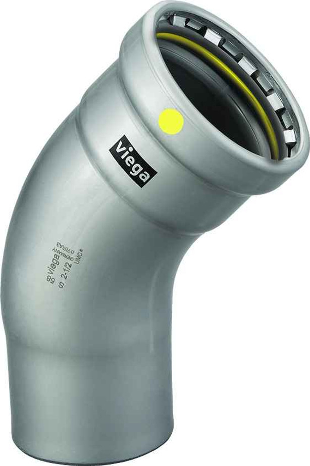 Viega 28645 MegaPressG 45° street elbow Smart Connect technology Carbon steel, 2-1/2'' x 2-1/2''