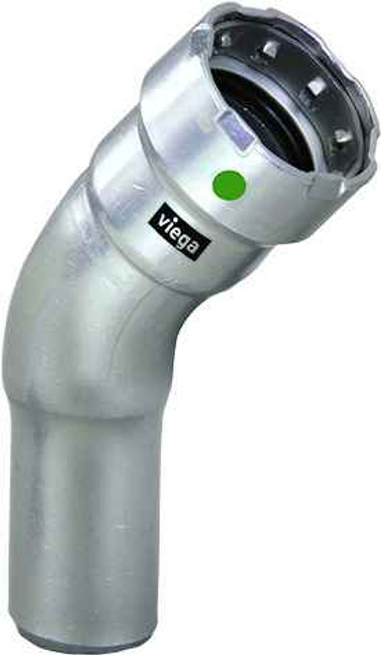 Viega 90100 MegaPress 45° street elbow Smart Connect technology 316 stainless steel, 2'' x 2'' Viega 90100 MegaPress 45° street elbow Smart Connect technology 316 stainless steel, 2'' x 2''