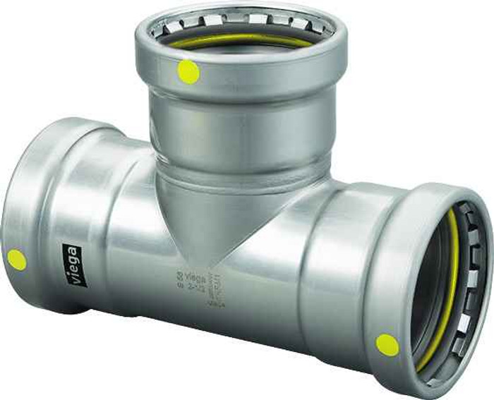 Viega 28910 MegaPressG tee Smart Connect technology Carbon steel, 2-1/2'' x 2-1/2'' x 1"