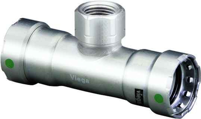 Viega 90190 MegaPress tee Smart Connect technology 316 stainless steel, 1'' x 1'' x 1/2''