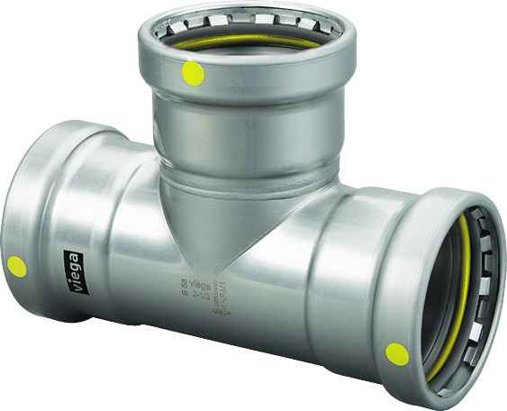 Viega 28680 MegaPressG tee Smart Connect technology Carbon steel, 2-1/2'' x 2-1/2'' x 2''