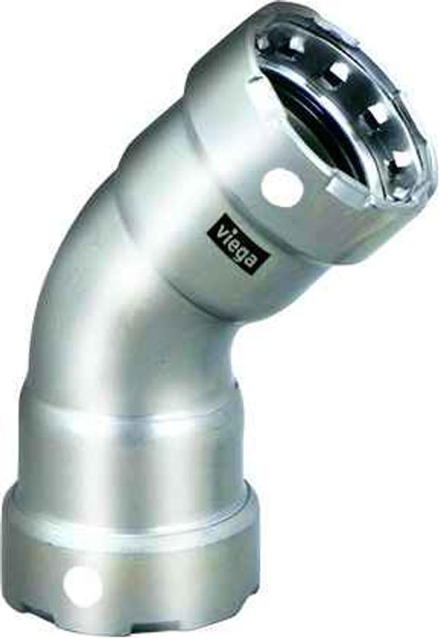 Viega 91780 MegaPress 45° elbow Smart Connect technology 316 stainless steel, 2'' x 2''