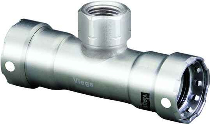 Viega 91865 MegaPress tee Smart Connect technology 316 stainless steel, 1-1/4'' x 1-1/4'' x 1/2''
