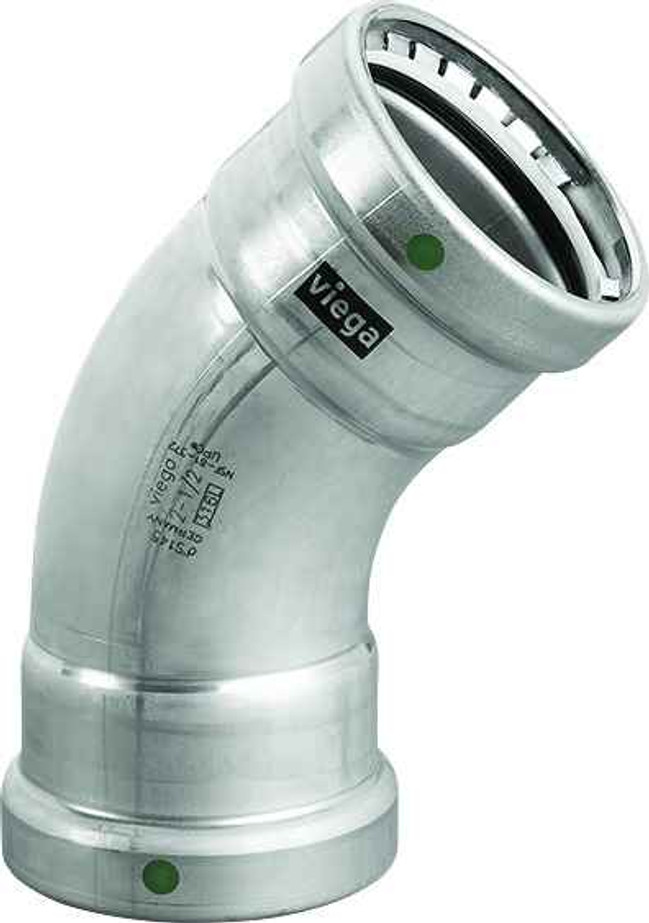 Viega 90530 MegaPress 45° elbow Smart Connect technology 316 stainless steel, 2-1/2'' x 2-1/2'' Viega 90530 MegaPress 45° elbow Smart Connect technology 316 stainless steel, 2-1/2'' x 2-1/2''