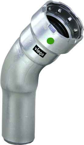 Viega 90900 MegaPress 45° street elbow Smart Connect technology 316 stainless steel, 1-1/4'' x 1-1/4''