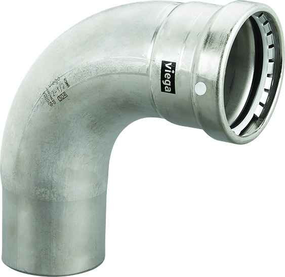 Viega 95515 MegaPress 90° street elbow Smart Connect technology 304 stainless steel, 2-1/2'' x 2-1/2''