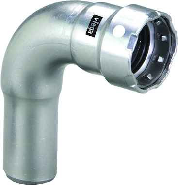Viega 95050 MegaPress 90° street elbow Smart Connect technology 304 stainless steel, 2'' x 2''