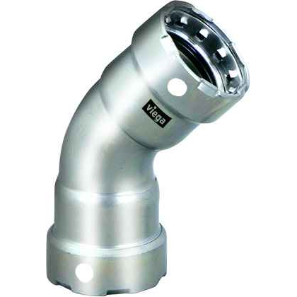 Viega 91755 MegaPress 45° elbow Smart Connect technology 316 stainless steel, 1/2'' x 1/2''
