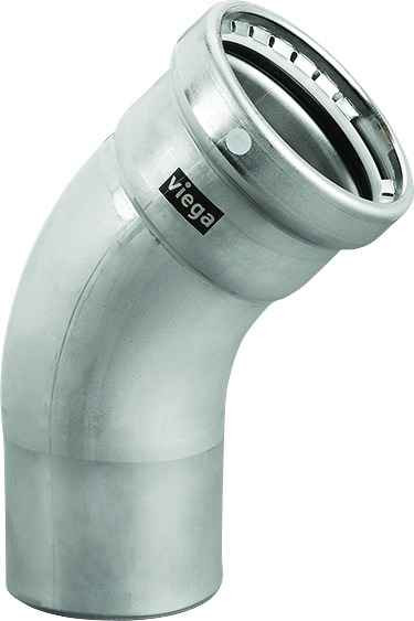 Viega 95545 MegaPress 45° street elbow Smart Connect technology 304 stainless steel, 2-1/2'' x 2-1/2''