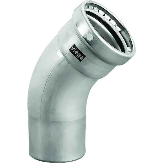 Viega 95545 MegaPress 45° street elbow Smart Connect technology 304 stainless steel, 2-1/2'' x 2-1/2''