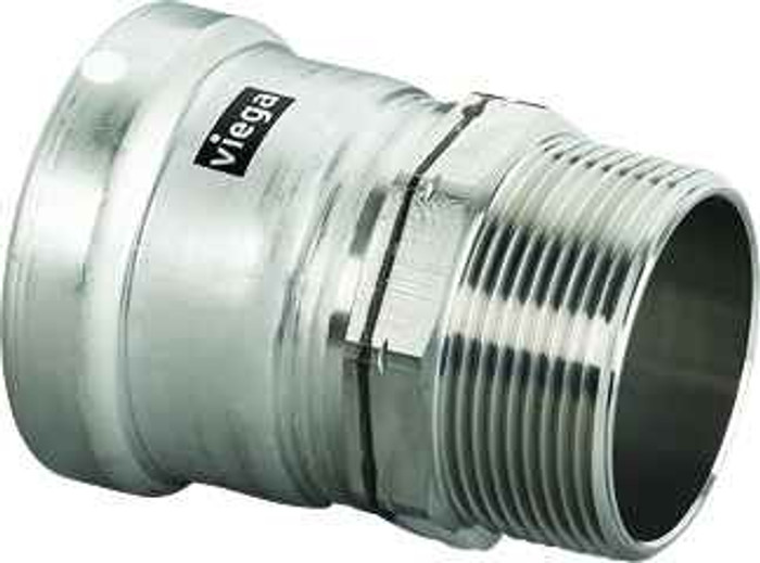 Viega 95635 MegaPress adapter Smart Connect technology 304 stainless steel, 2-1/2'' x 2-1/2''