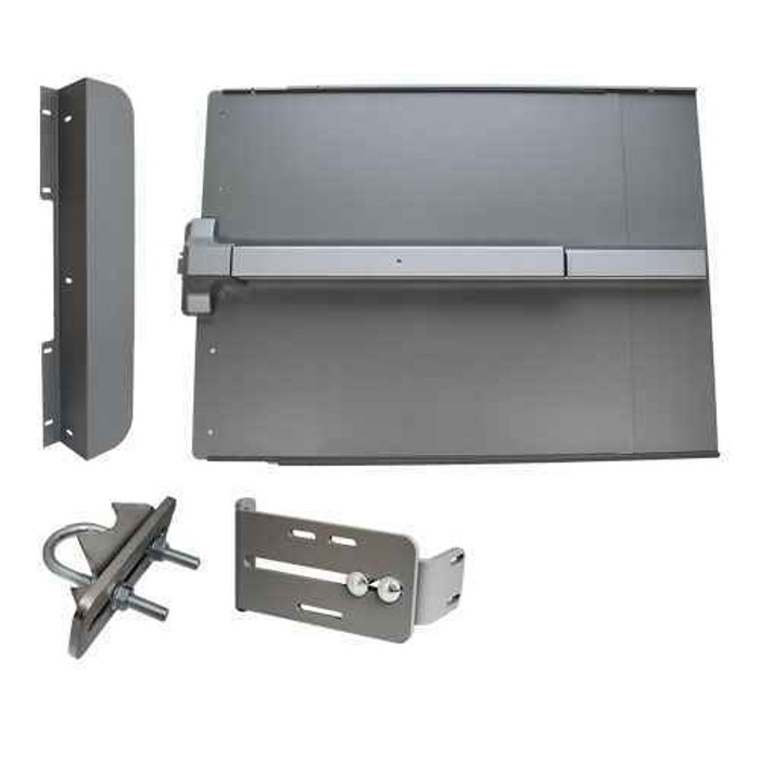 Lockey ED41BL EDGE 24" Panic Shield with PB1142 42" Panic Bar, ED-SB Strike Bracket, Latch Protector, Jamb Stop Black Finish