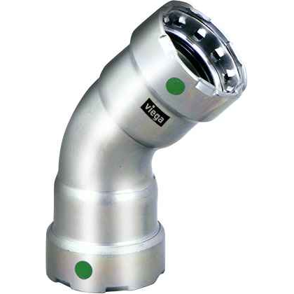 Viega 90070 MegaPress 45° elbow Smart Connect technology 316 stainless steel, 1-1/2'' x 1-1/2''
