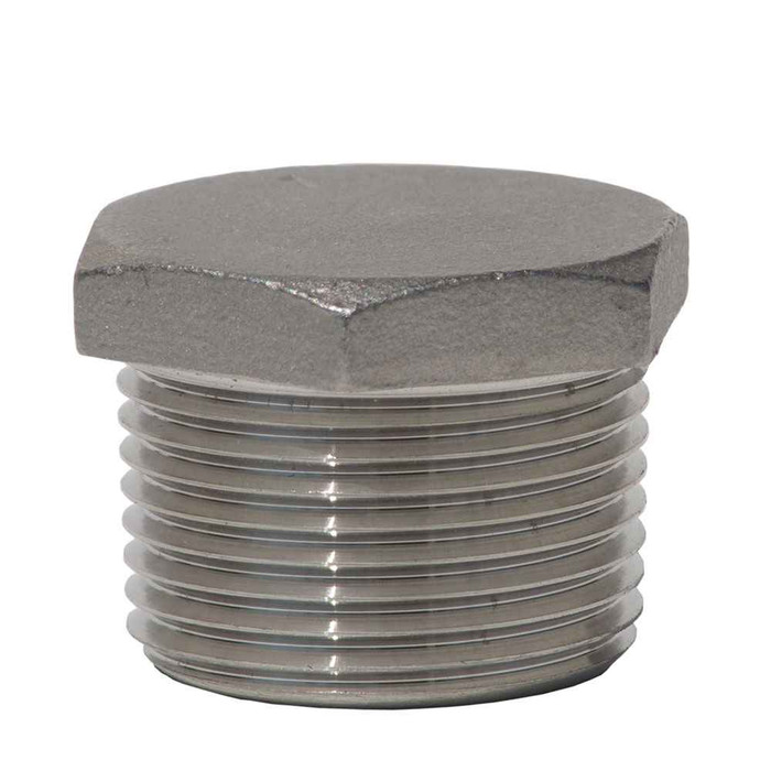 Merit Brass Stainless Steel Cast 150# Fitting, 2" 150# 304 SS HEX HEAD PLUG ISO 49
