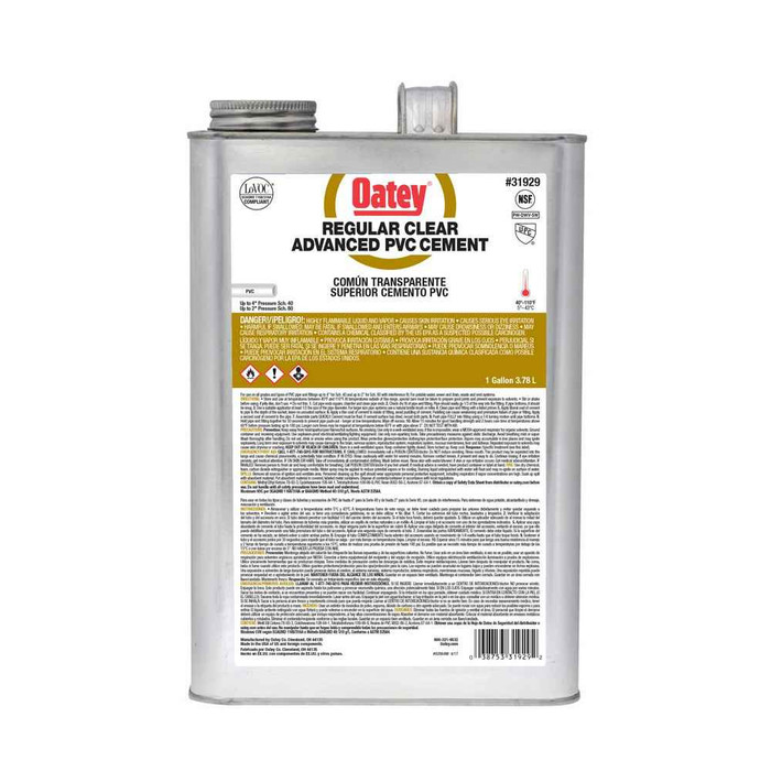OATEY 31929 Gallon PVC Regular Body Advanced Clear Cement