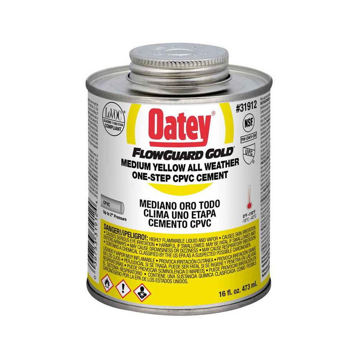 OATEY 31912 16 oz. CPVC All Weather Flowguard Gold® 1-Step Yellow Cement