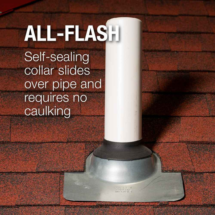 OATEY 11874 All-Flash® No-Calk® 1.5 in. – 3 in. Galvanized Gray 11 in. x 14.5 in. Base Roof Flashing