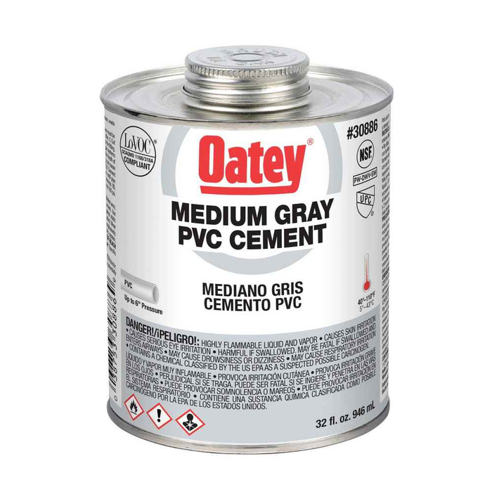 OATEY 30886 32 oz. PVC Medium Body Gray Cement