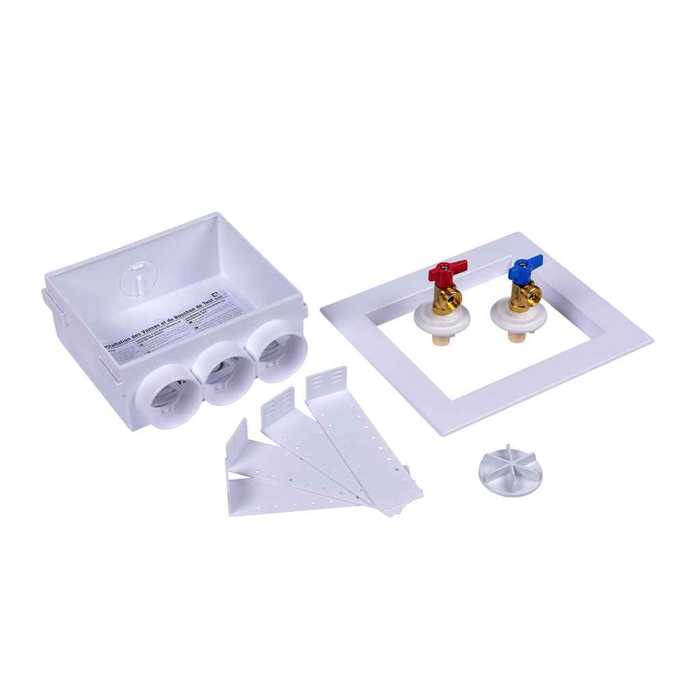 OATEY 38531 Quadtro, 1/4 Turn, CPVC Washing Machine Outlet Box – Standard Pack