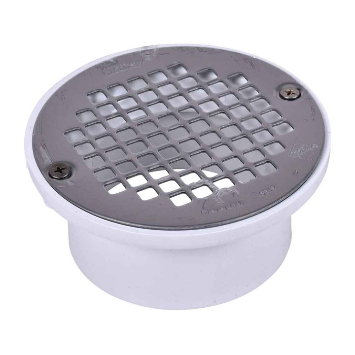 OATEY 43583 3 in. or 4 in. PVC General Purpose Drain with 5 in. Stainless Steel Screw-Tite Strainer