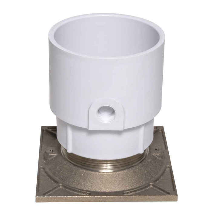 OATEY 72298 4 In. PVC General Purpose Pipe Fit Drain w/ 6 In. Cast NI Grate & Square Top