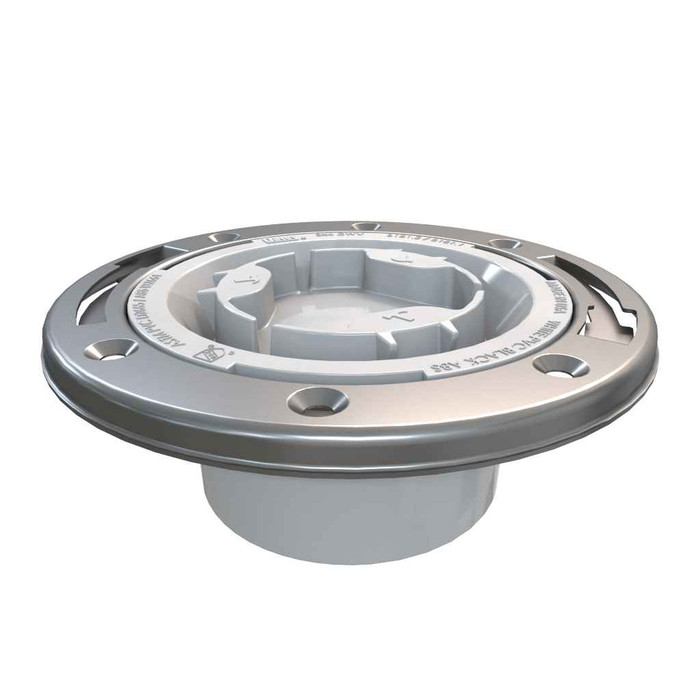 OATEY 43553 3 in. or 4 in. Easy Tap Closet Flange, PVC with Stainless Steel Ring