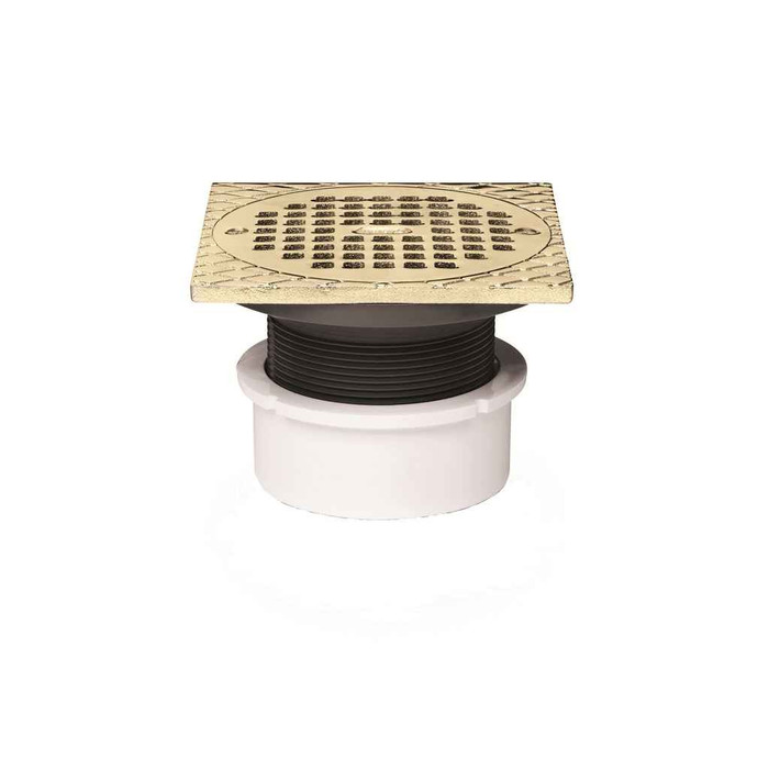 OATEY 72047 3" or 4" PVC General Purpose Drain w/ 5" BR Grate & Square Ring