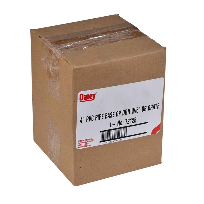 OATEY 72128 4" PVC Pipe Base General Purpose Drain w/ 6" BR Grate