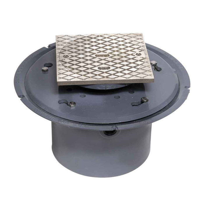 OATEY 74176 6" PVC Adj. Commercial Cleanout w/ 6" NI Cover & Square Ring