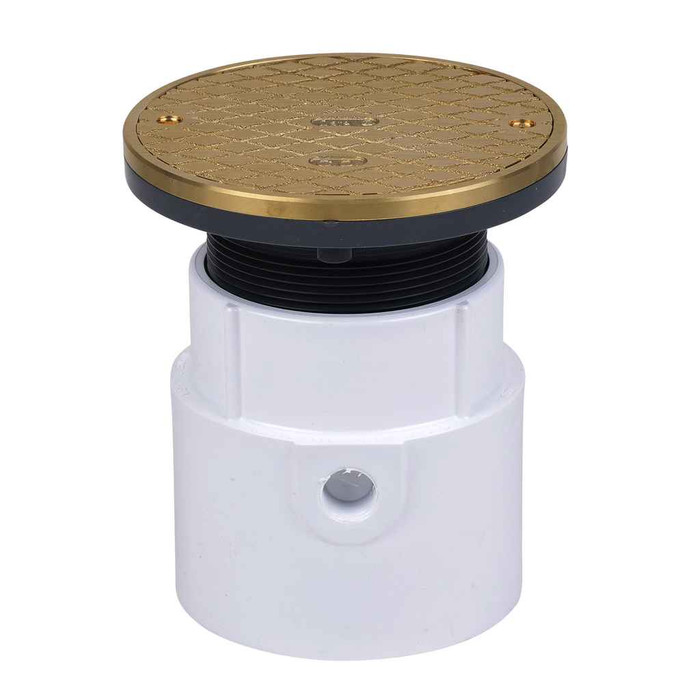 OATEY 74138 4" PVC Pipe Base General Purpose Cleanout w/ 6" BR Cover & Round Ring