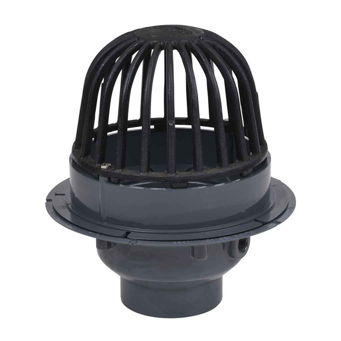 OATEY 78044 4" PVC Roof Drain w/ Cast Iron Dome & Dam Collar