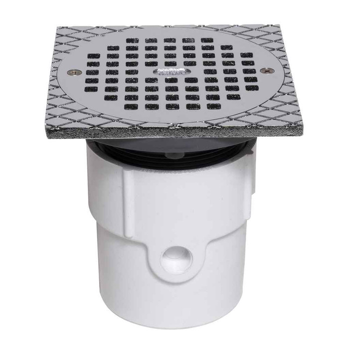 OATEY 72177 3" or 4" PVC General Purpose Drain w/ 6" NI Grate & Square Ring