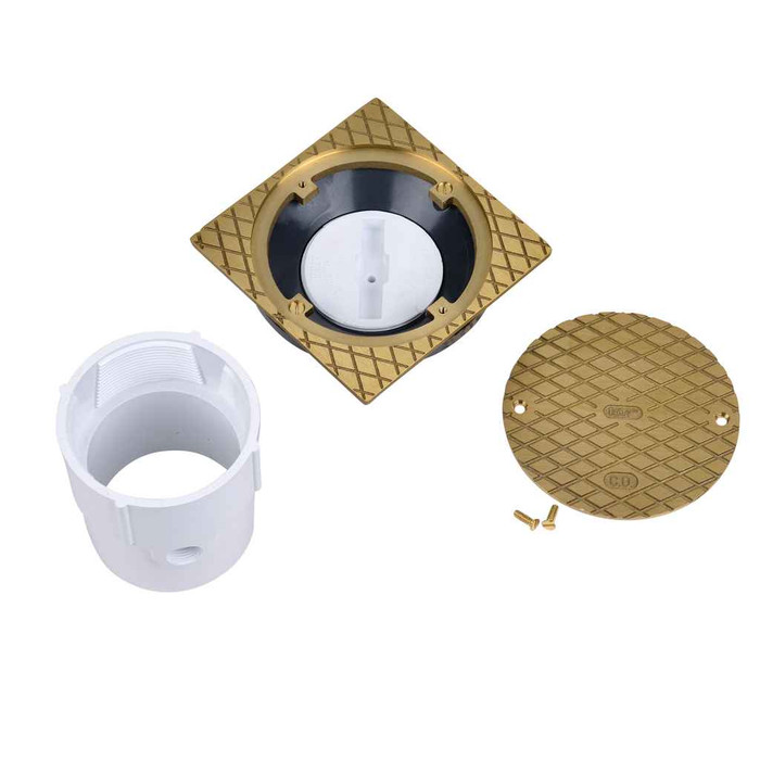 OATEY 74147 3" or 4" PVC General Purpose Cleanout w/ 6" BR Cover & Square Ring