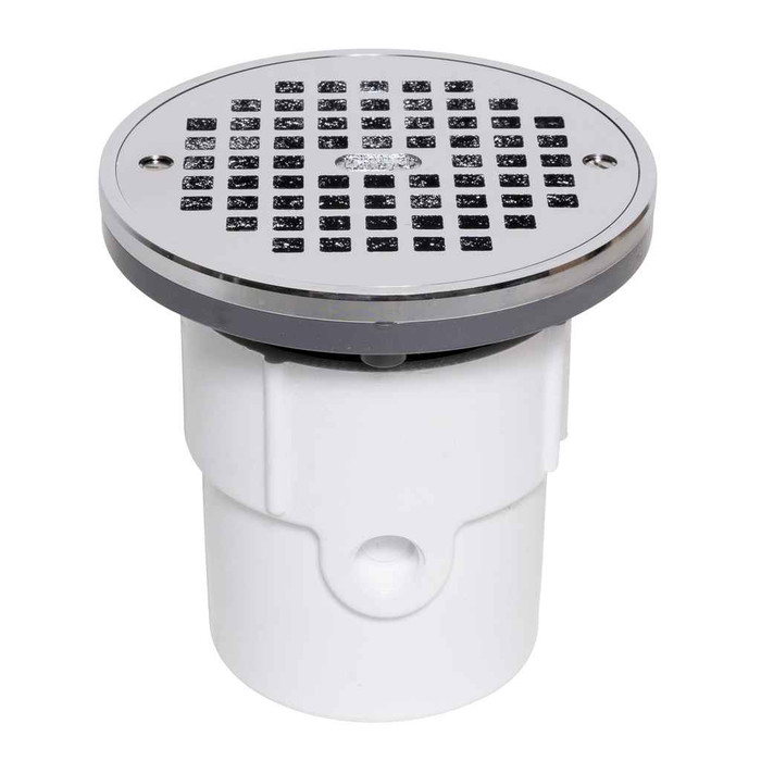 OATEY 72197 3" or 4" PVC General Purpose Drain w/ 6" CHR Grate & Round Ring
