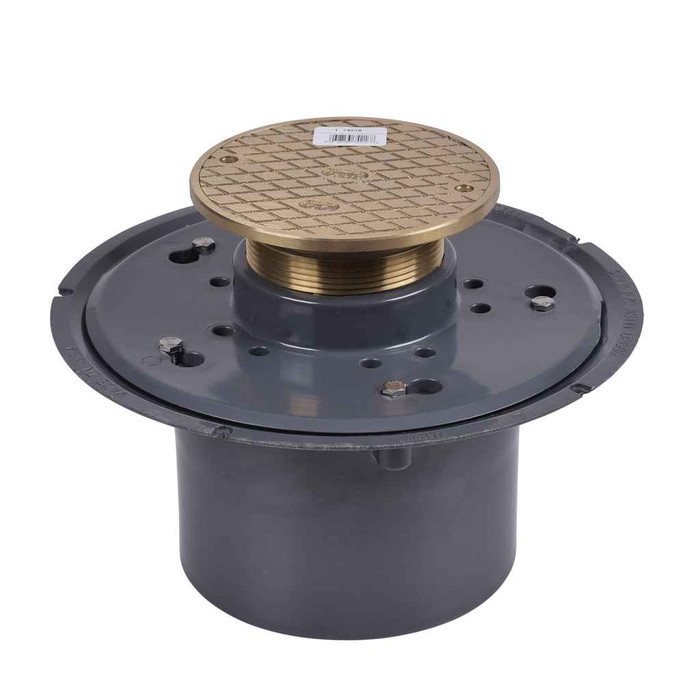 OATEY 74216 6" PVC Adj. Commercial Cleanout w/ 6" Cast BR Cover & Round Top