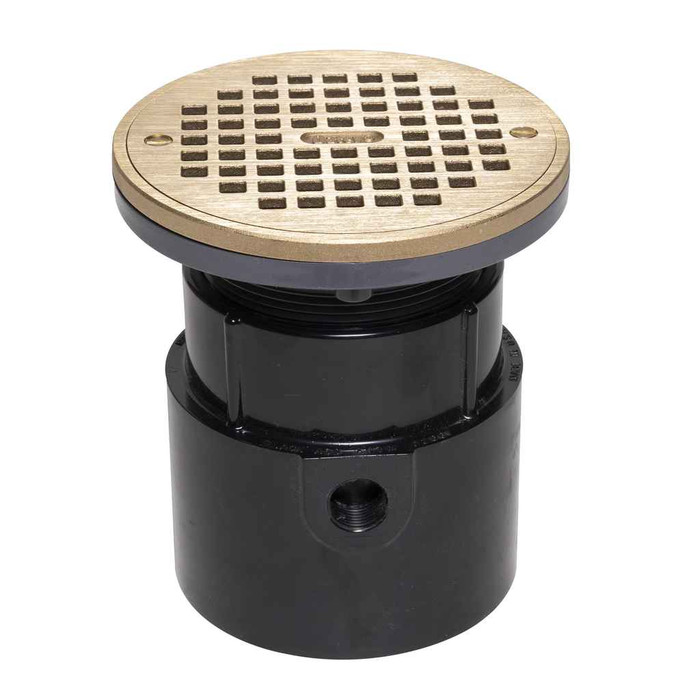 OATEY 82138 4" ABS Pipe Base General Purpose Drain w/ 6" BR Grate & Round Ring