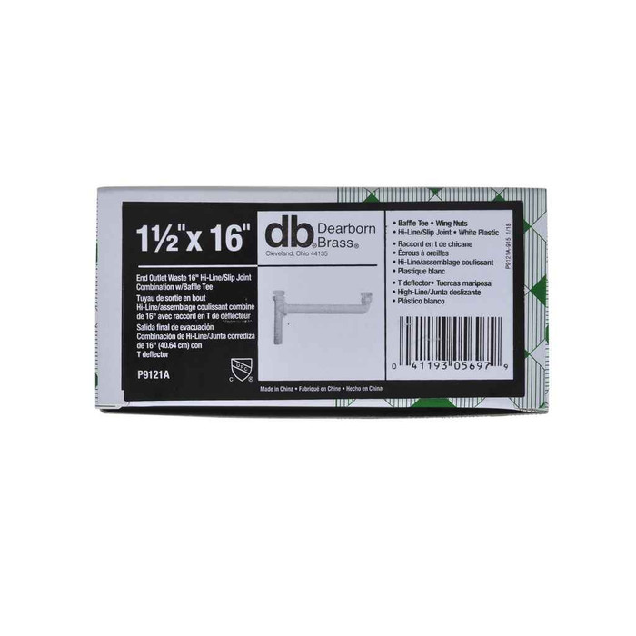 OATEY P9121A Dearborn® 1-1/2" x 16" Center to Center, Hi-Line/ Slip Joint Combination w/ Baffle Tee