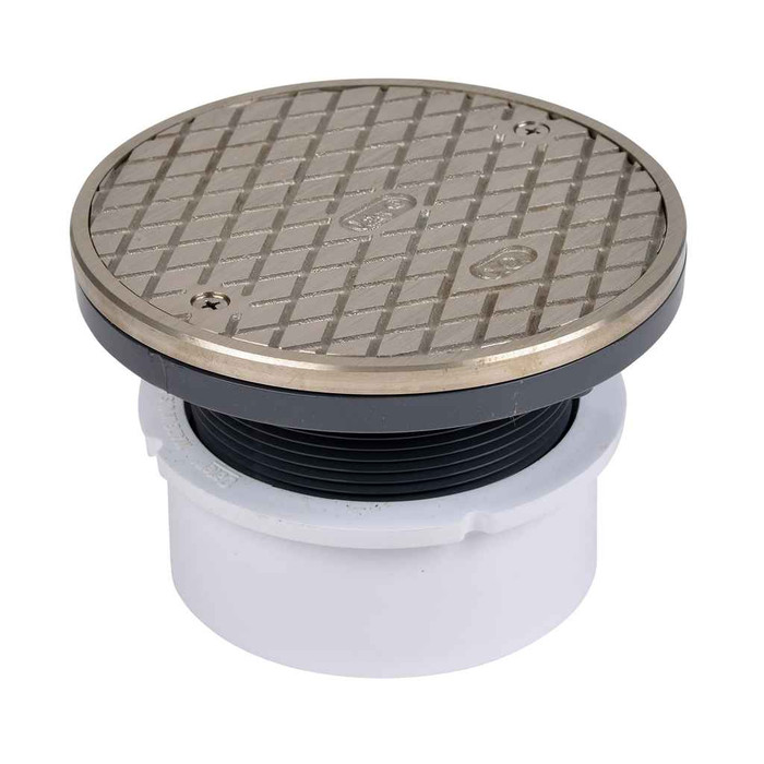 OATEY 74169 4" PVC Hub Base General Purpose Cleanout w/ 6" NI Cover & Round Ring