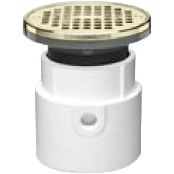 OATEY 72199 4" PVC Hub Base General Purpose Drain w/ 6" CHR Grate & Round Ring