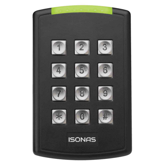 Isonas PowerNet IP Reader-Controller, Proximity Card, Single Gang mounting, Backlit keypad, 125kHz
