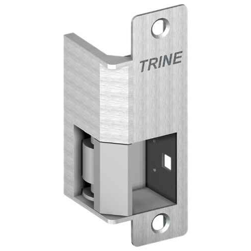 Trine Electric Strike, Fire Rated, 12VDC, Field Selectable FS or FSE, 4-7/8in x 1-1/4in Faceplate, up to 7/8in Throw, Indoor/Outdoor, Cavity Centerline Offset 1"