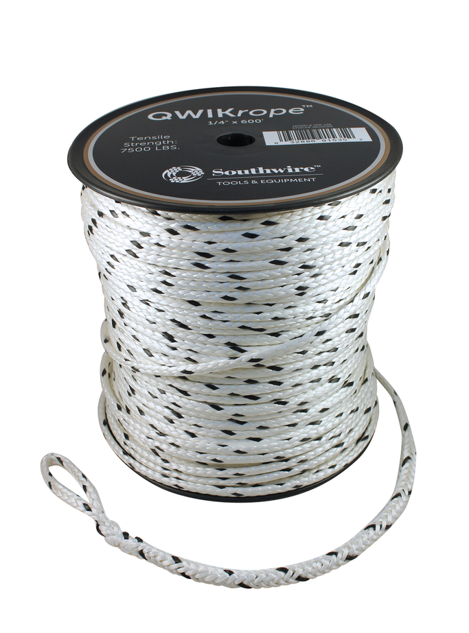 Southwire QWIKrope 9/16" x 300' 12-Strand UHMWPE Pulling Rope with 32,000 lb Breaking Strength